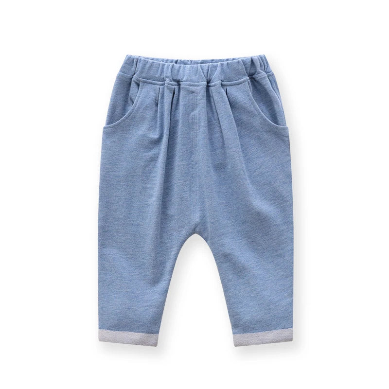 Baby Harem Pants Elastic Waist Trouser with Pockets Loose Kids Pants for Infant Toddler Casual Cotton Sports Pants Boys Girls