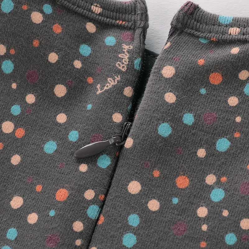 LABI BABY Girl Colorful Dot Print Dresses Sweet Ruffled Long Sleeve Bow Dress for Infant Toddler Girls Autumn Dress Kids Clothes