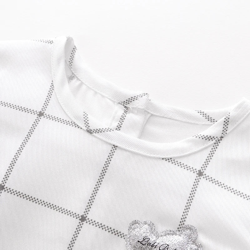 LABI BABY White Plaid Print Shirts for Baby Girls Toddler Tops High Quality Clothes Spring Fashion