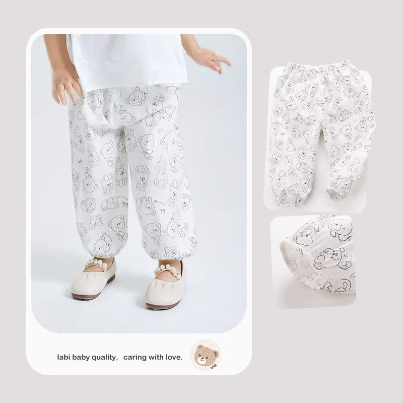 1-5 Year Summer Casual Pants for Boys Girls Cartoon Print Soft Trousers Breathable Spring Pants Kids Clothing Baby Clothes 2024