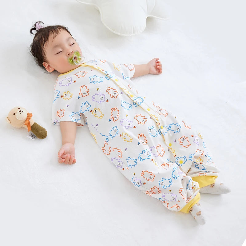 LABI BABY Sleeping Bags for Toddler Kids Cartoon Bear Pattern Sleepwear Children Sleeping Jumpsuit One piece Bodysuit Clothes