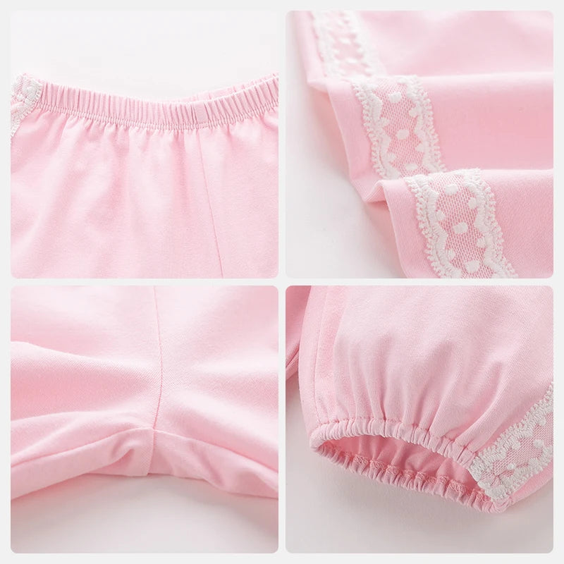 1-5 Year Girls Lace Pants Casual Party Pants Loose Light Summer Trousers for Kids Breathable Outdoor Windproof Pants Pink Purple