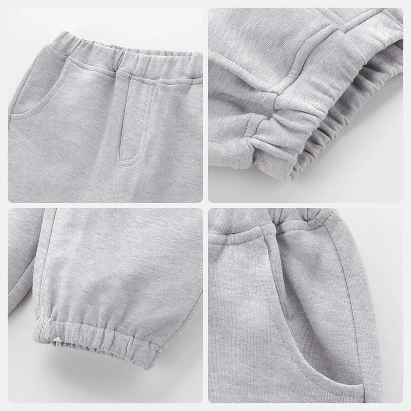 LABI BABY Children Sweatpants Boys Girls Grey Casual Elastic Waist Pants Spring Autumn Kids Sports Pants Letters Print Trousers