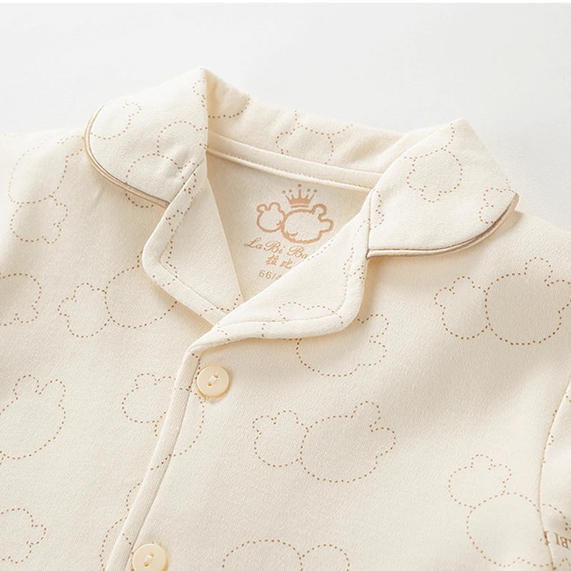 LABI BABY Children's Lapel Long Sleeve Cute Cartoon Print Cardigan Top and Pant Set Baby Girl Clothes Spring Clothing girls Set