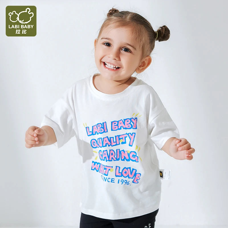 Top Clothes For Children Letter Print Cotton Children's clothing Summer Short Sleeve T Shirt Round Neck Tops 2024 baby clothes