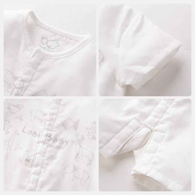 LABI BABY Newborn Bodysuits Short Sleeve Romper Cotton Cartoon Animal Soft Jumpsuits for Toddler Infant Clothes Summer Boys Girl