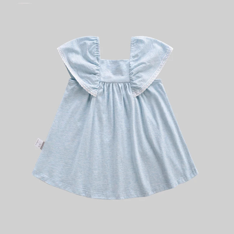 LABI BABY Summer Lace Dresses for Girls Kids Elegant Sleeveless Princess Dress Toddler Dresses Blue Purple Thin Clothes