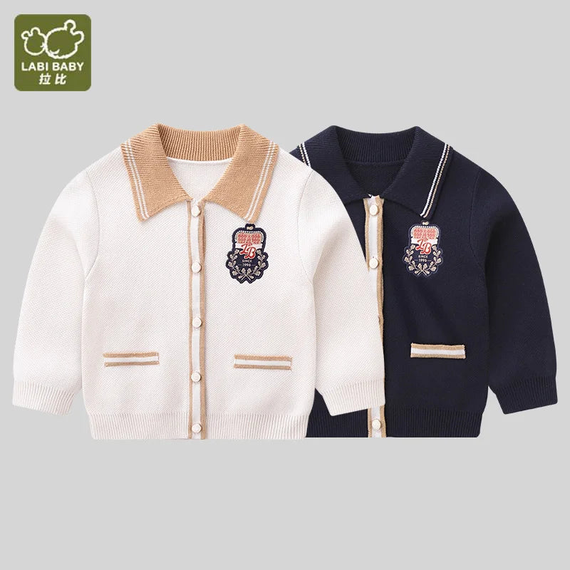 LABI BABY Girls Knitted Cardigan Autumn Sweater Coat Long Sleeve Knit Toddler Girl Outerwear Knitwear Tops High-end Kids Clothes