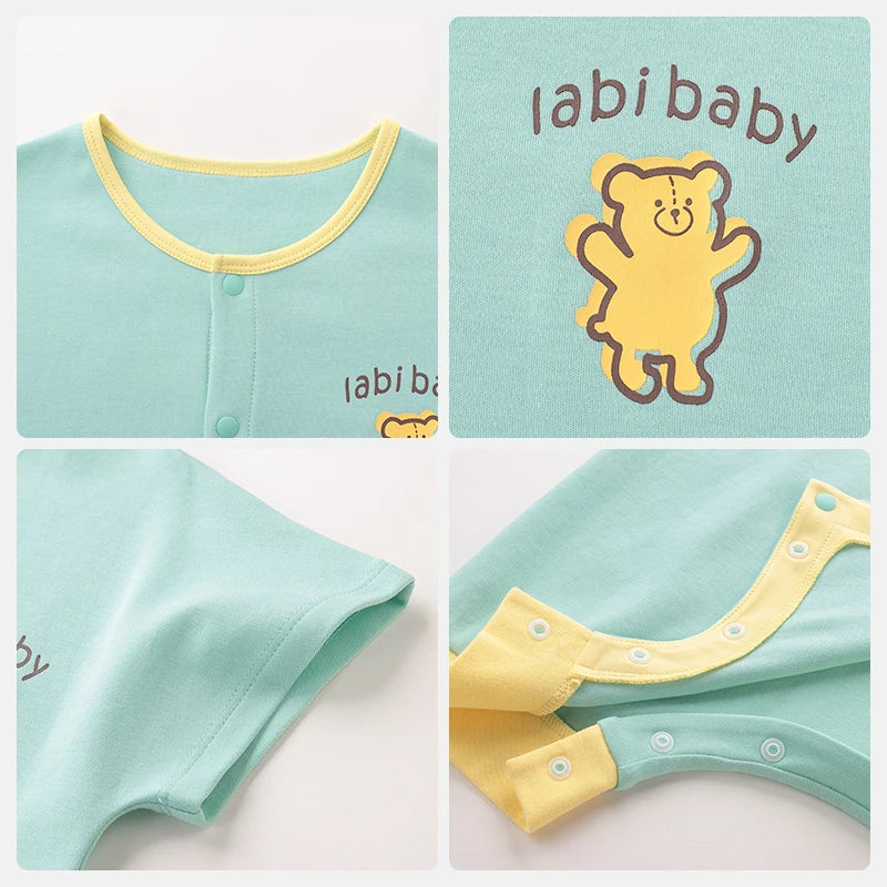 LABI BABY Sleeping Bags for Toddler Kids Cartoon Bear Pattern Sleepwear Children Sleeping Jumpsuit One piece Bodysuit Clothes