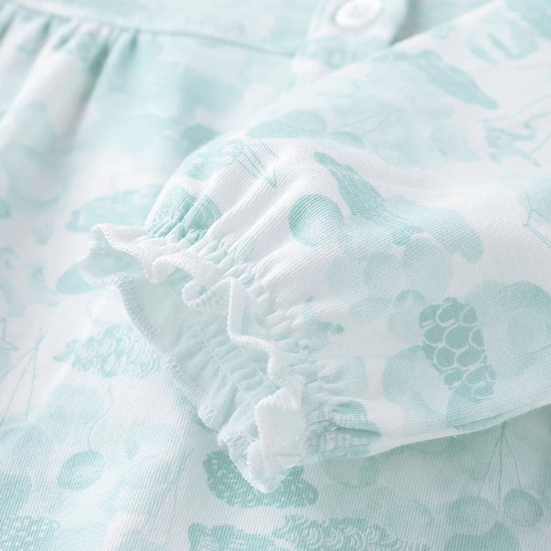 Floral Baby Dress for Girls Infant Knee Length Dresses Toddler Flowers Spring Autumn Dress Casual Cute Kids Clothes Pink Blue