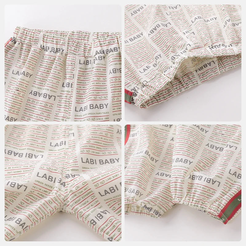 LABI BABY Spring Autumn Boys Windproof Pants Lightweight Children Alphabet Printed Pants 1-6 Year Old Camping Outgoing Clothing