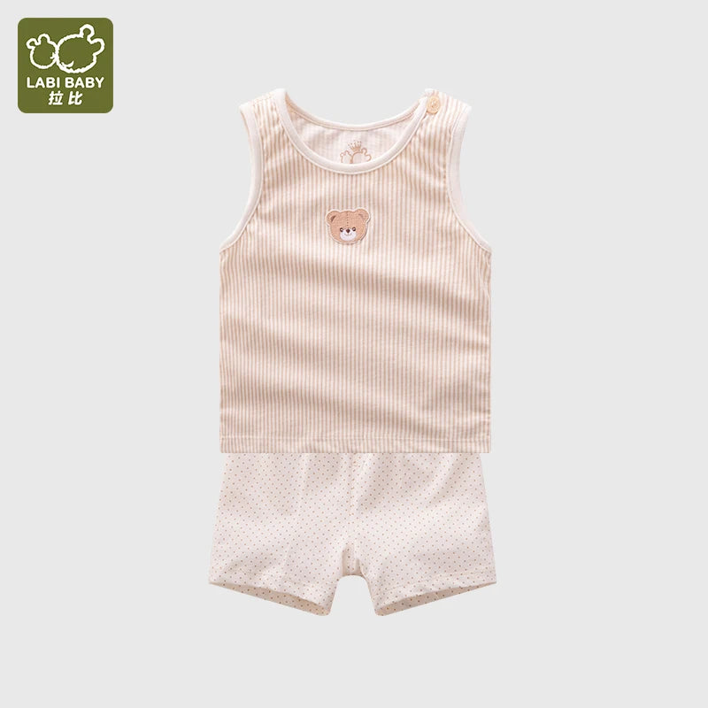 LABI BABY Children's vest Top and Short Pant Set Baby Girl Clothes Spring Clothing Boys Set 0-12M