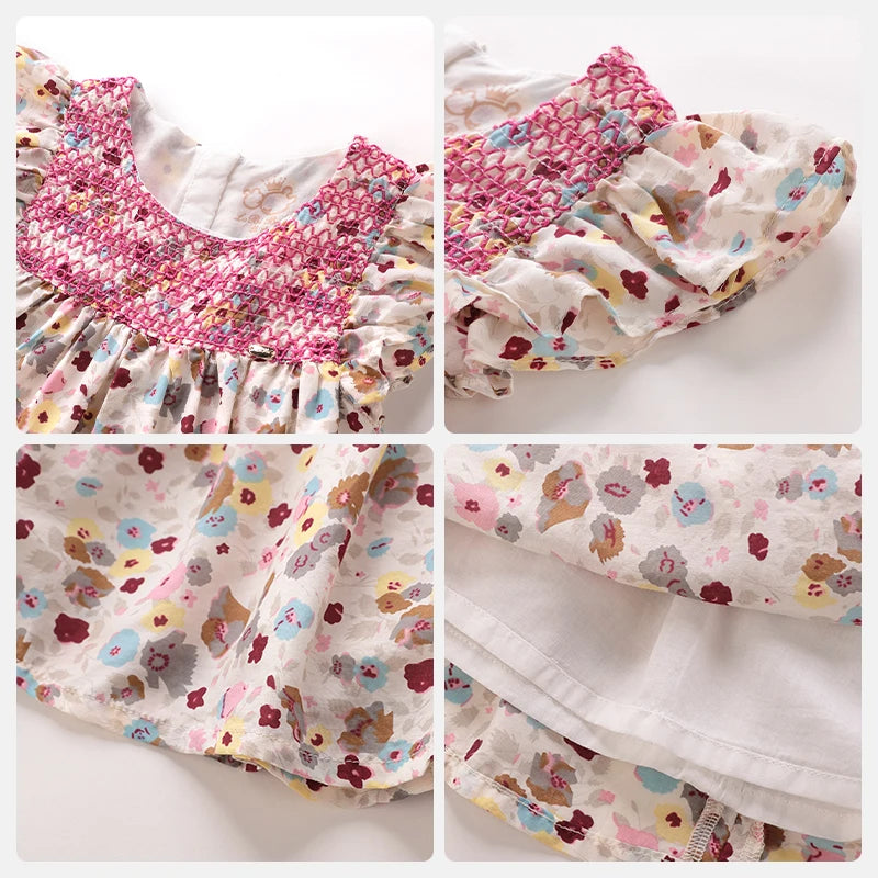 LABI BABY Flower Dress for Girls Elegant Toddler Summer Floral Dresses Children Party Clothes Kid Festival Princess Clothing