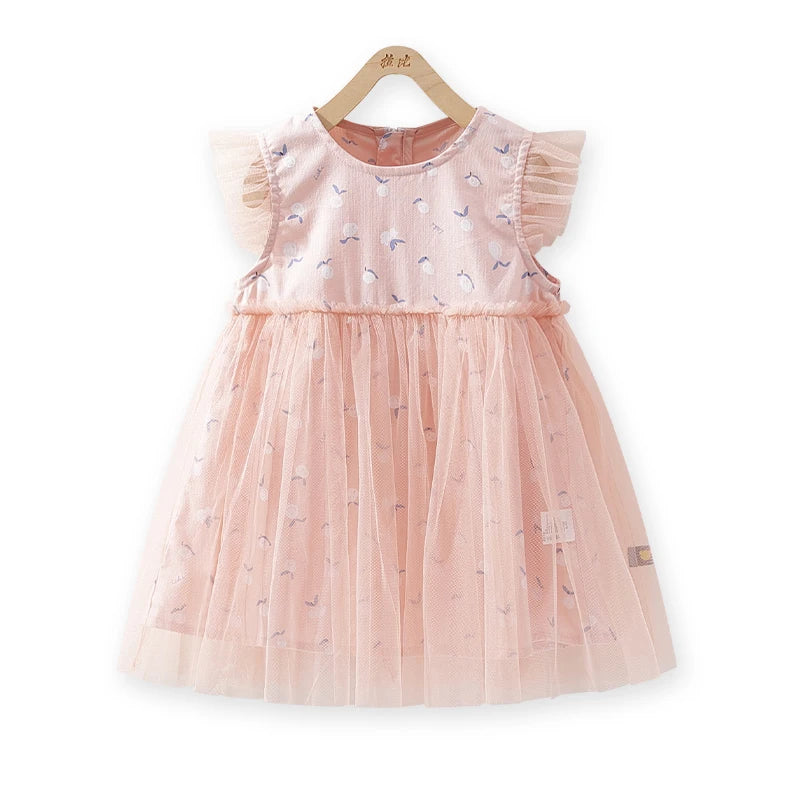 LABI BABY Girls Fairy Dress Summer Sleeveless Dresses for Toddler Girls Ruffles Muslin Elegant Floral White Princess Dress Kids