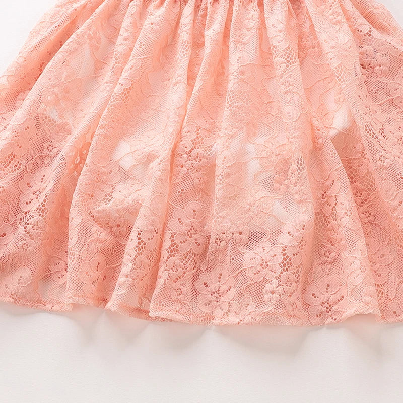LABI BABY Girls Lace Romper Dress Newborn Princess Dress Infant Floral Mesh Bodysuit Summer Toddler Suspenders Lace Dresses