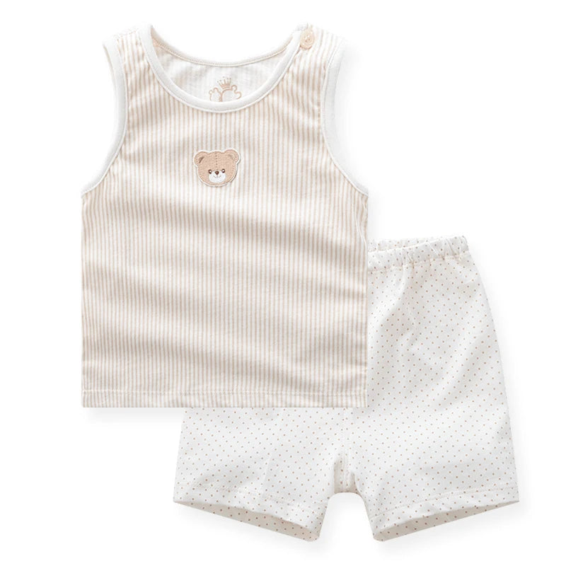 LABI BABY Children's vest Top and Short Pant Set Baby Girl Clothes Spring Clothing Boys Set 0-12M
