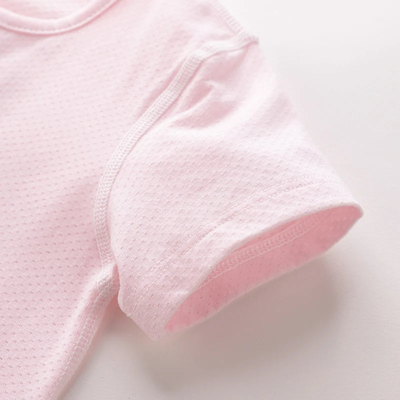LABI BABY Newborn Super Soft Thin Romper Summer Short Sleeve Toddler Girls Jumpsuit Infant Romper Breathable Bodysuit Baby Gift