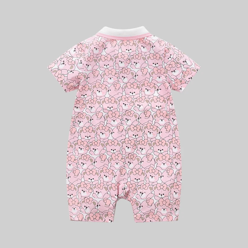 Bodysuit For Newborns Summer Short Sleeve Jumpsuit For Kids Cartoon Bear Print Baby Clothes Baby Girls Cute 2024