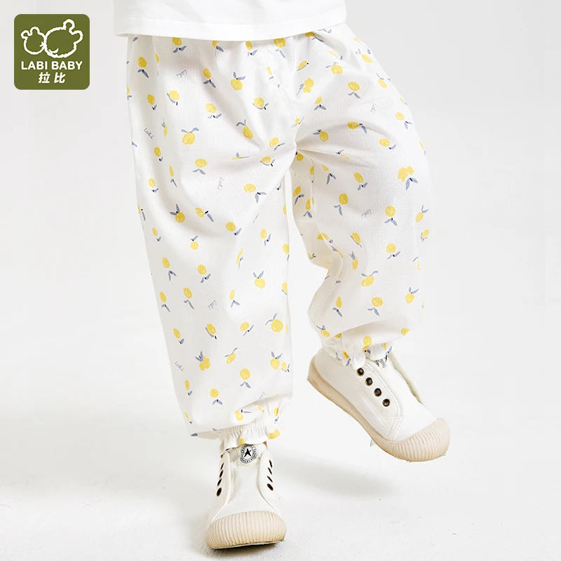 Four Seasons 1-5 Year Old Girl's Casual Loose Pants Lightweight Breathable Mosquito Proof And Wind Proof Thin Pants