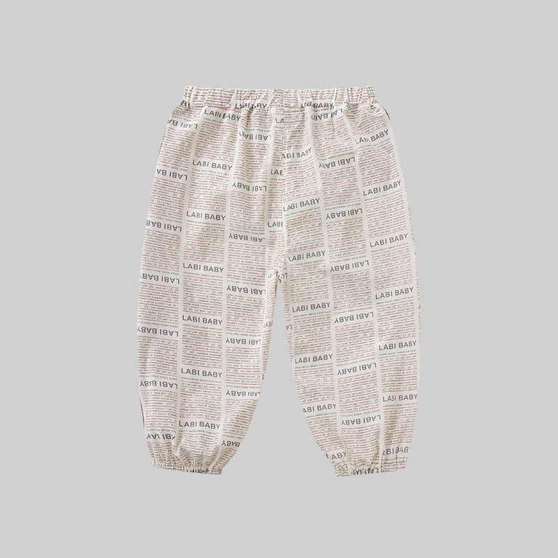 LABI BABY Spring Autumn Boys Windproof Pants Lightweight Children Alphabet Printed Pants 1-6 Year Old Camping Outgoing Clothing