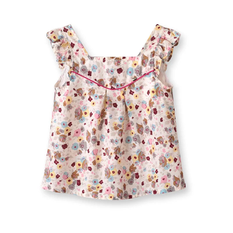 LABI BABY Elegant Flowers Vest Girls Toddler Summer Floral Top Infant Sleeveless Tops Kid Clothing Toddler Children Clothes