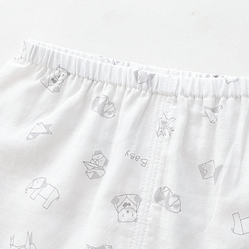 LABI BABY Cute Cartoon Print Children's half sleeve Cardigan Top and Pant Set Baby Girl Clothes Spring Clothing Boys Set