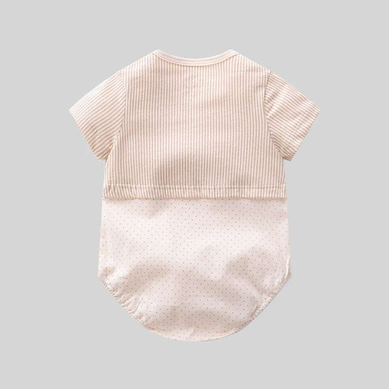 LABI BABY Summer Cotton Rompers Toddler Adorable Bear Pattern Jumpsuit Infant Playsuit Newborn Short-Sleeve Bodysuits One Piece
