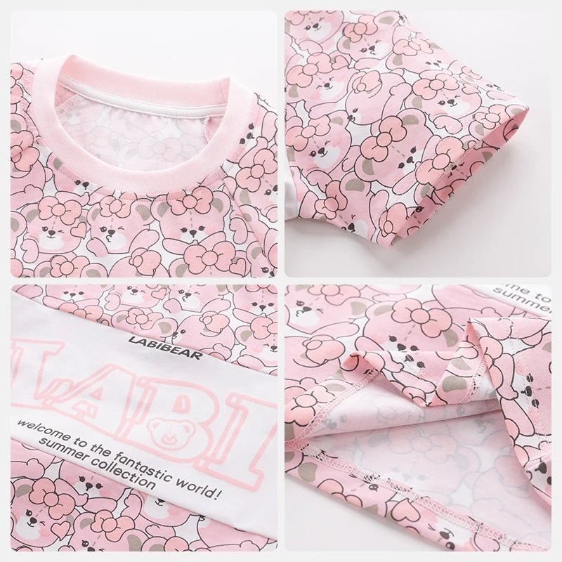LABI BABY Summer Girls 2-5 Year Old Printed T-shirt High Quality Casual Loose kids clothes