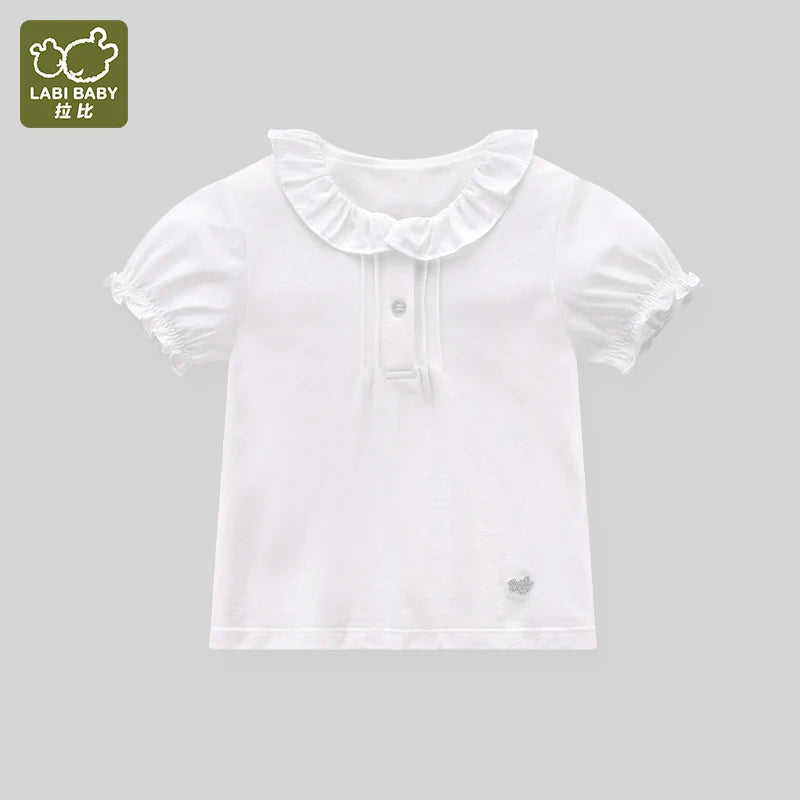 Children's Clothing Girls Solid Cotton Short Sleeve T Shirt For Girls Puff Sleeve Girl clothes Casual Tops T-Shirt For Girls
