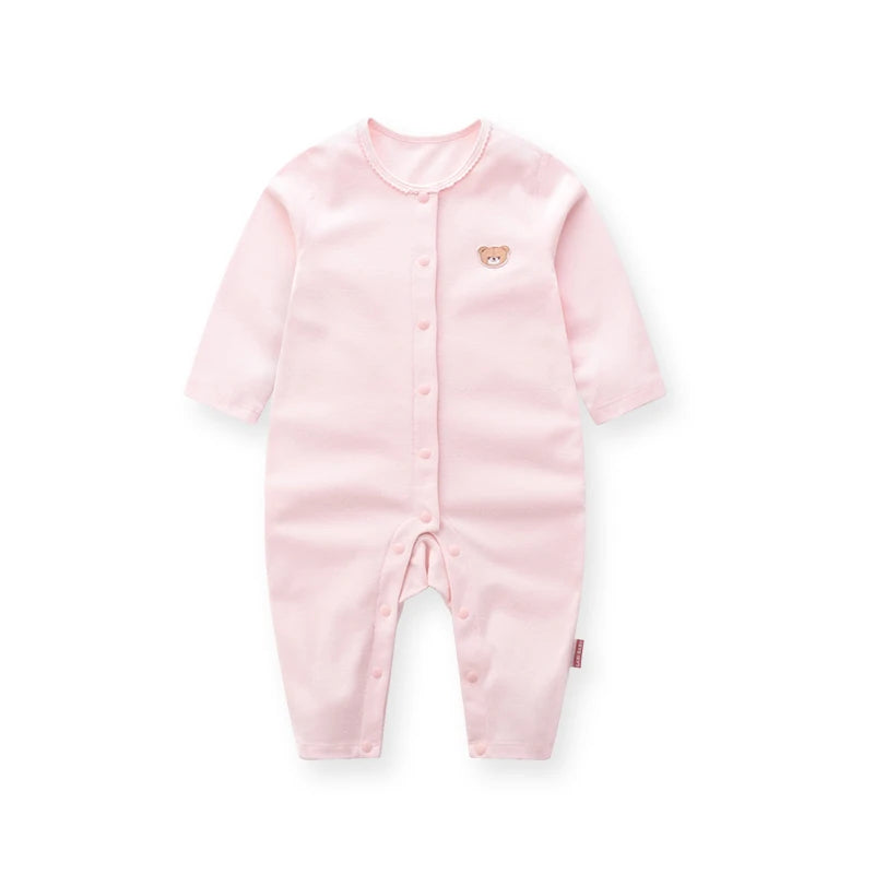 Baby Girls Pure Cotton Jumpsuit 6-24 Months Newborn Solid Color Bodysuits Spring and Autumn Girls' One-pieces