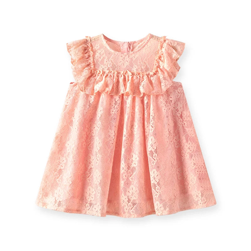 Summer Girl Lace Dress Sleeveless Fairy Dresses Sweet Princess Party Dresses Flying Sleeves Kids Toddler Clothing 1-3 Year Child