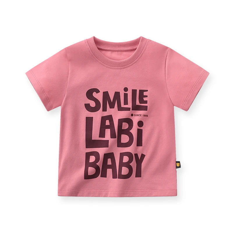 LABI BABY Children T-Shirts Summer Top Short Sleeved T-shirt for Boys Girls Kids 1-10 Year old Round Neck Tops Casual Clothes