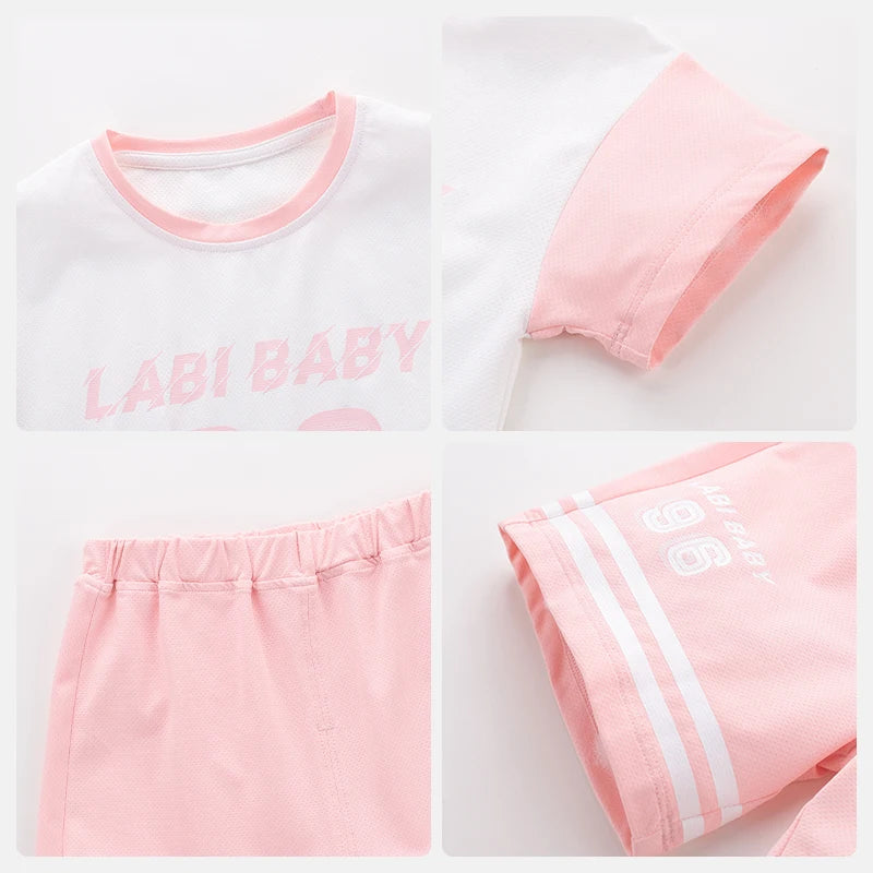 Boys and Girls Round Neck Sports Suit 1-6 Year Old Children's Clothing Short Sleeved Shorts Kids Clothing