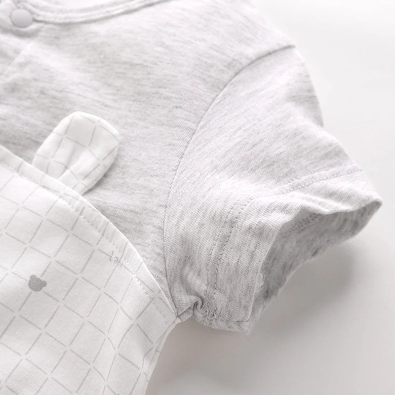 Summer Boys and Girls Baby Bodysuit 3-12 Months Cartoon Jumpsuit Newborn Baby Short Sleeve Climbing Clothes
