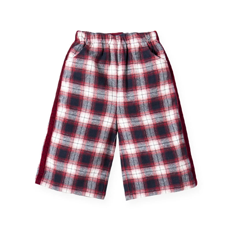 Spring And Autumn 1-5 Year Old Boys And Girls Wide Leg Pants Checkered Long Pants Children Clothes