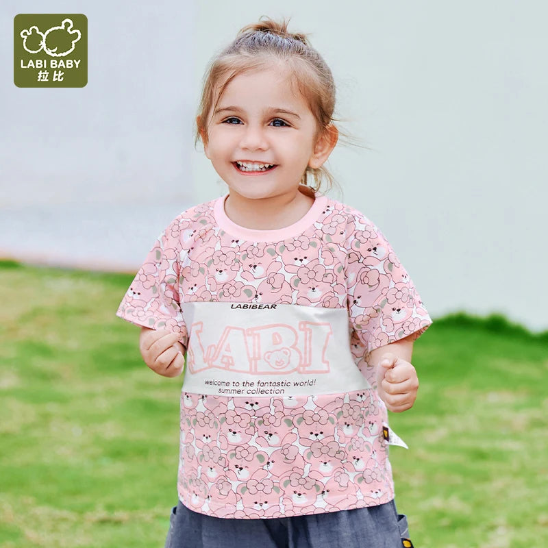 LABI BABY Summer Girls 2-5 Year Old Printed T-shirt High Quality Casual Loose kids clothes
