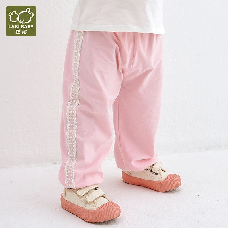 1-5 Year Girls Lace Pants Casual Party Pants Loose Light Summer Trousers for Kids Breathable Outdoor Windproof Pants Pink Purple