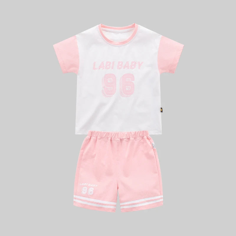 Boys and Girls Round Neck Sports Suit 1-6 Year Old Children's Clothing Short Sleeved Shorts Kids Clothing