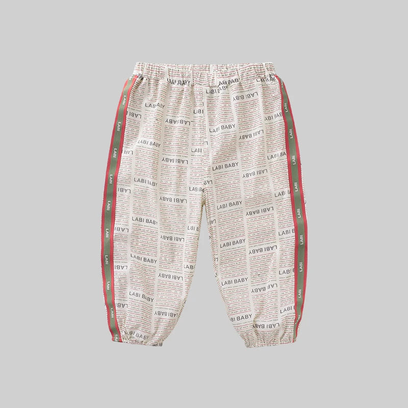 LABI BABY Spring Autumn Boys Windproof Pants Lightweight Children Alphabet Printed Pants 1-6 Year Old Camping Outgoing Clothing