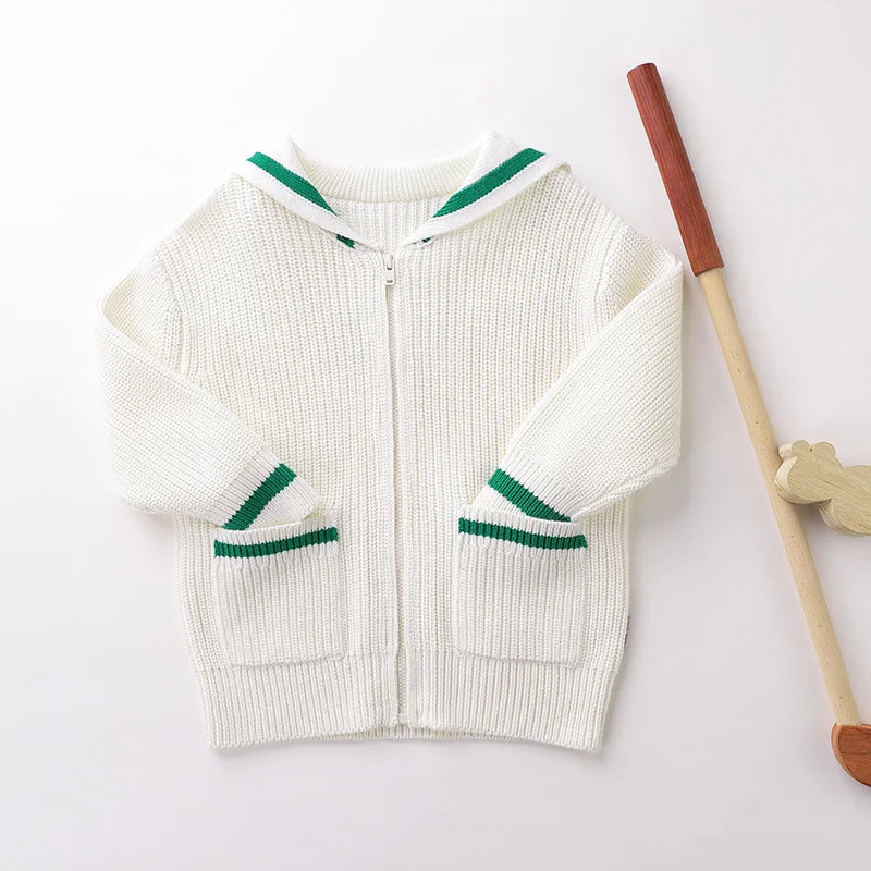 LABI BABY Girls Knitted Sweater Cardigan Autumn Sweater Coat Knitwear Outerwear Fashion Collar Tops Children Clothes 1-6 Toddler