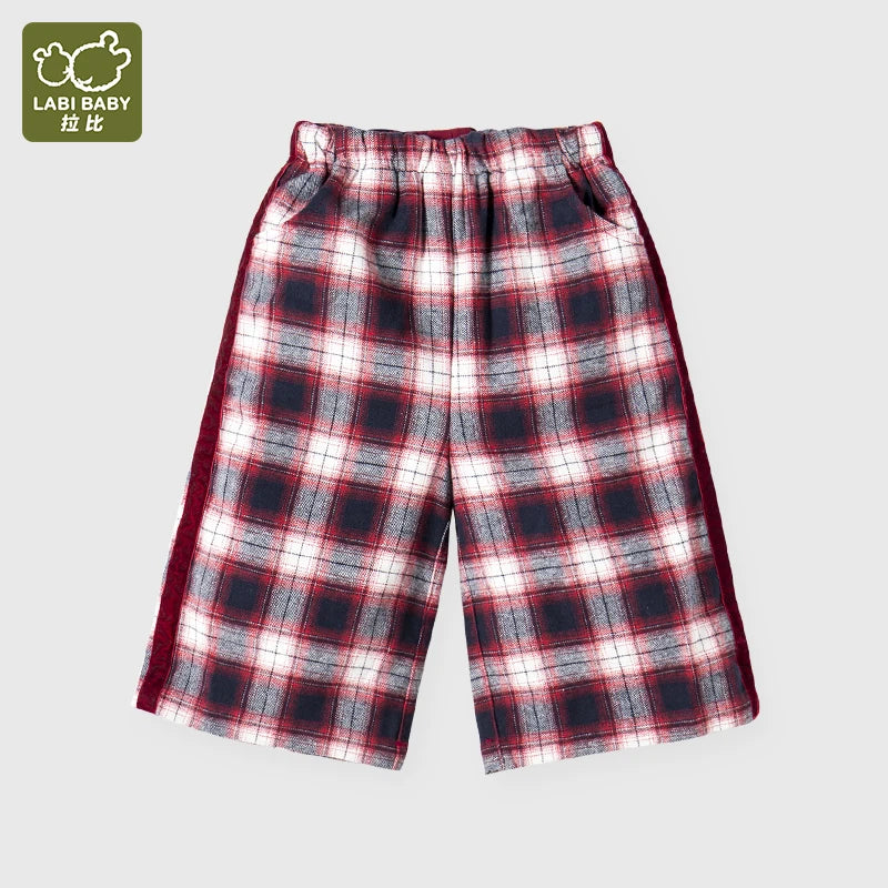 Spring And Autumn 1-5 Year Old Boys And Girls Wide Leg Pants Checkered Long Pants Children Clothes