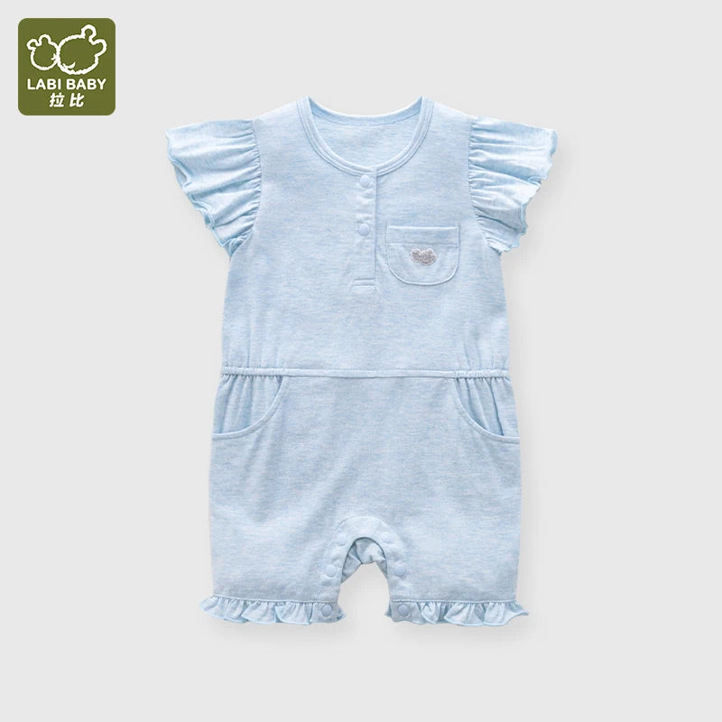 Monos de algodón puro para recién nacidos, monos de manga corta de Color sólido para niñas y bebés, ropa de verano de 3 a 18 meses