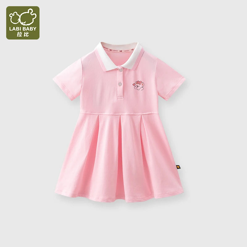 Summer Baby Girl Dress 3-6 Year Old Girl Casual frocks Solid Color Cartoon Cute and Sweet Children's Clothing