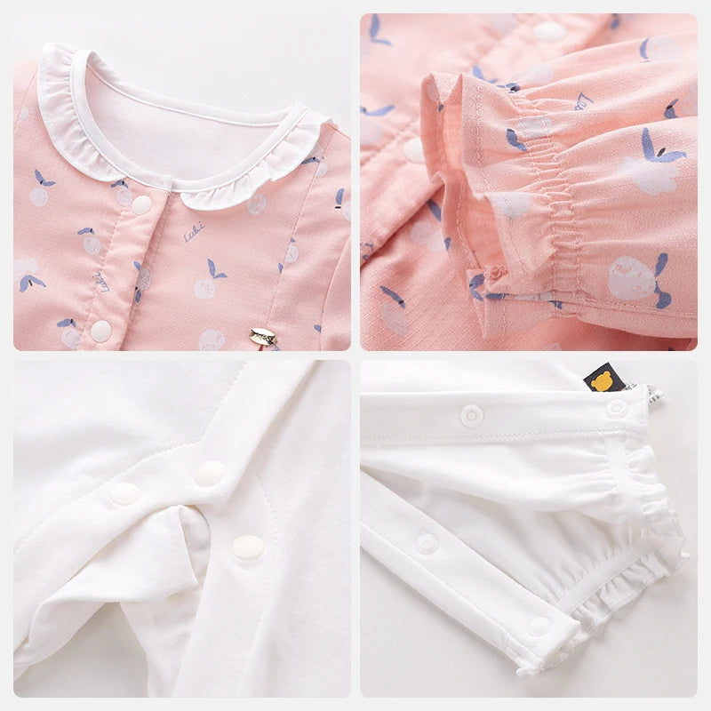 LABI BABY Princess Romper Korean Style Toddler Girls Bodysuits Cute Collar Jumpsuits Infant Long Sleeve Playsuits Spring Autumn