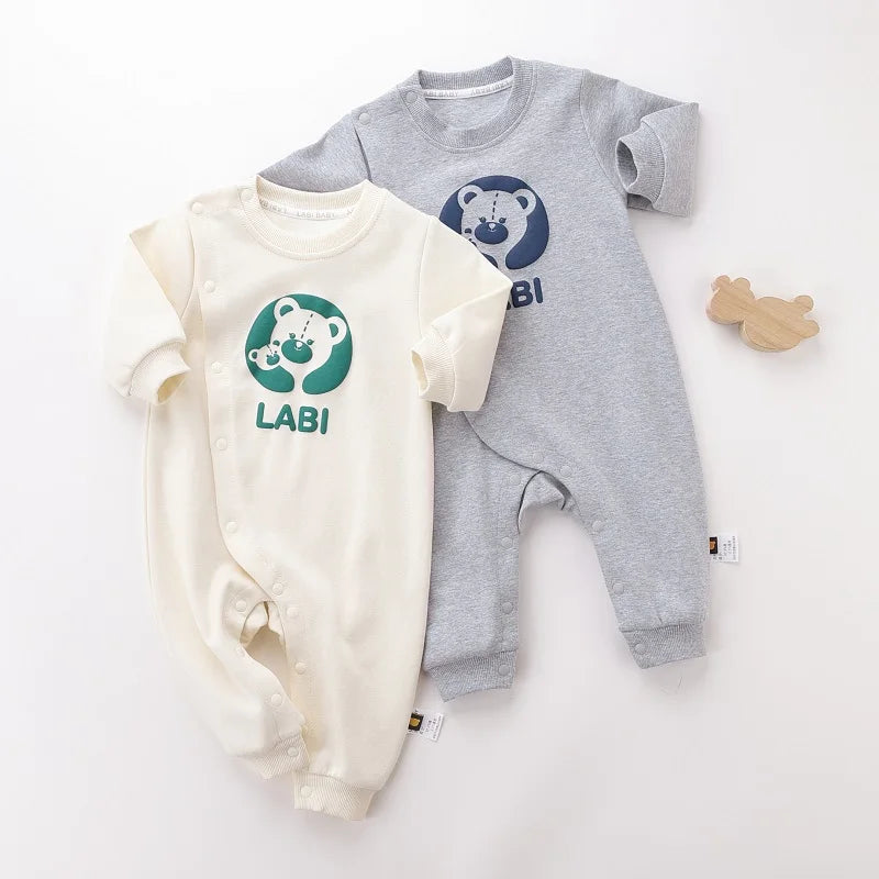 LABI BABY Cotton Sports Romper Spring Fall Long Sleeve Playsuits Casual Infant Jumpsuit Toddler Bodysuit Newborn Onesie Gift
