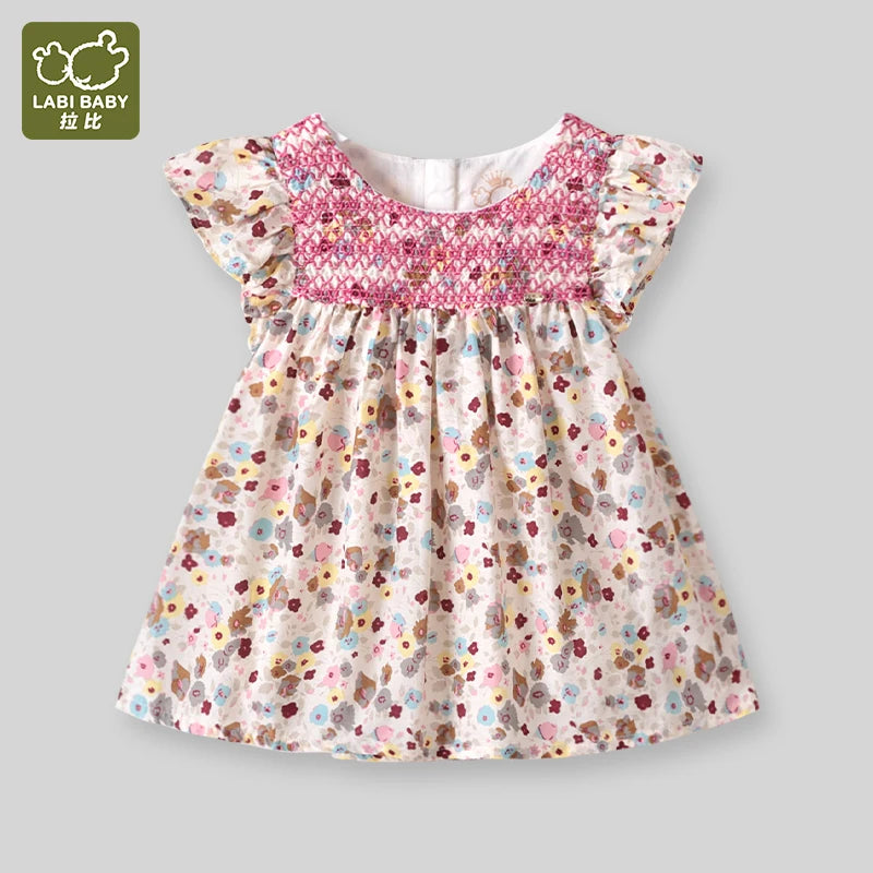 LABI BABY Flower Dress for Girls Elegant Toddler Summer Floral Dresses Children Party Clothes Kid Festival Princess Clothing