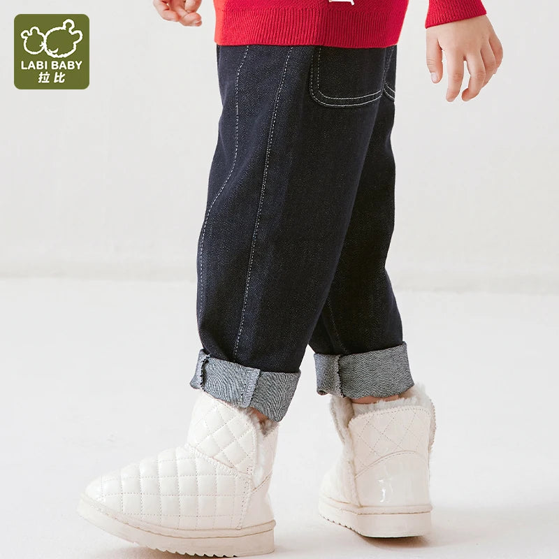 Durable Kids Denim Jeans for Boys Girls Outdoor Elastic Waist Cotton Trousers with Pockets Children Jeans Pants Kid Clothing