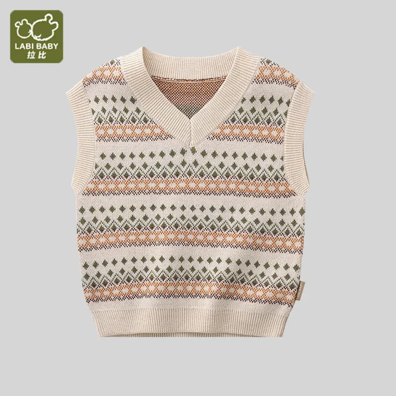 LABI BABY Sweaters Vest Knitted Sleeveless Vest Tops for Boys Girls Autumn Sweater Pullover Vests Knit V neck Toddlers Clothes