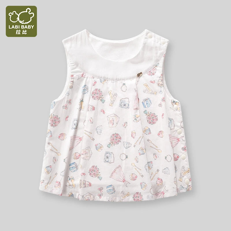 LABI BABY Summer Sleeveless Vest for Baby Girls Boys Cartoon Sleeveless Top Toddler Children Thin Cotton Clothes Kids Clothing