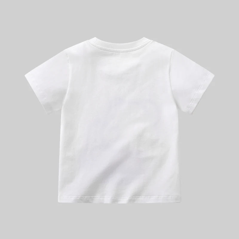 LABI BABY Cartoon Bear Pattern Boys Girls T shirt Cotton Summer Children Clothes Cute Kids Round Neck Top Clothing 1-6 Year